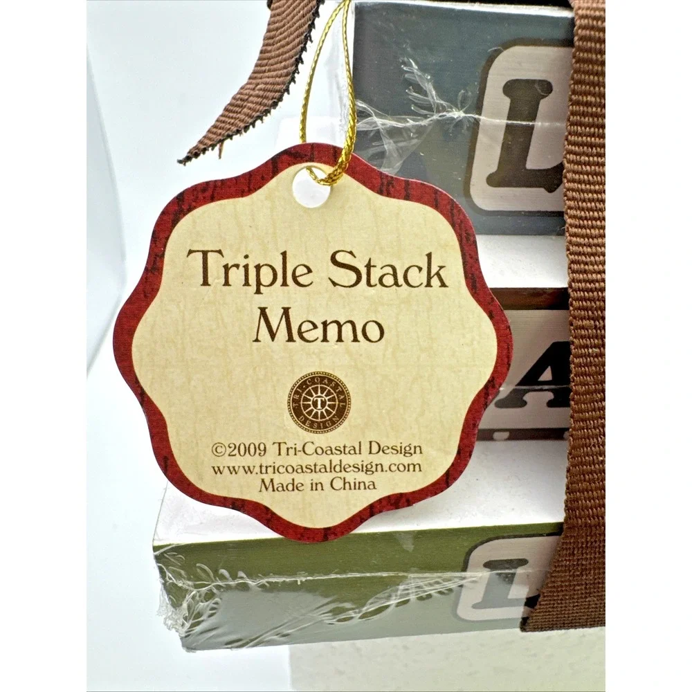 Set of 3 Stacked Memo Pad New with‎ bow and tag. Live, Laugh, Love